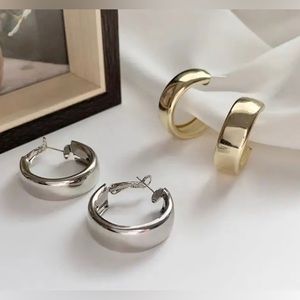 Chunky Gold Hoop Minimalist Earrings